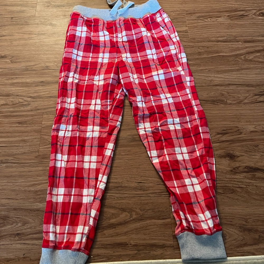 Plaid drawstring jogger pj’s
